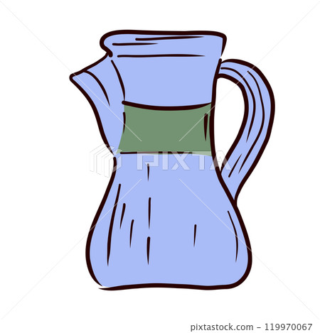 Coffee maker pot in flat design. Barista equipment for classic drink brew. Vector illustration isolated. 119970067