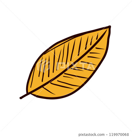 Coffee yellow leaf in flat design. Abstract plant and arabica harvest. Vector illustration isolated. 119970068