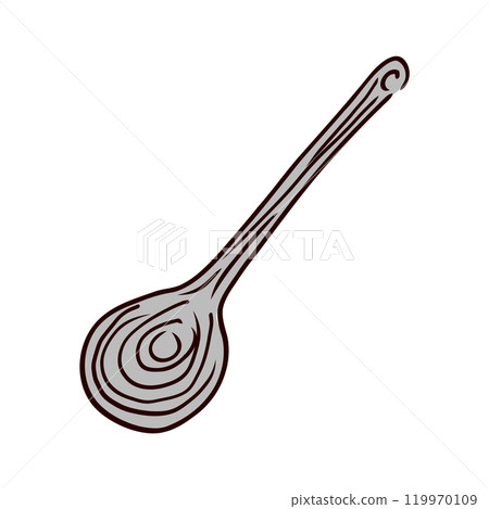 Metal spoon in top view in flat design. Tablespoon for coffee or tea drinks. Vector illustration isolated. Metal spoon in top view in flat design. Tablespoon for coffee or tea drinks. Vector illustration isolated. 119970109