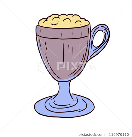 Coffee with cream dessert in flat design. Viennese beverage in glass mug. Vector illustration isolated. Coffee with cream dessert in flat design. Viennese beverage in glass mug. Vector illustration isolated. 119970110