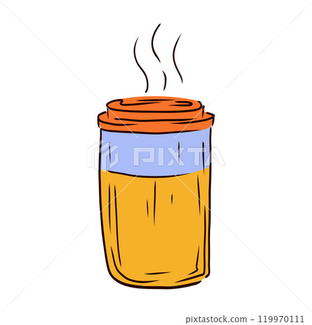 Coffee paper cup with lid in flat design. Hot morning drink take away. Vector illustration isolated. Coffee paper cup with lid in flat design. Hot morning drink take away. Vector illustration isolated. 119970111