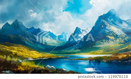 Mountain Landscape in Norway Acrylic on Canvas Majestic Mountains Snow-Capped Peaks Rugged Terrain Serene Fjords Norwegian Nature Rocky Outcrops Alpine Scenery Scenic Vistas Mountain Landscape in Norway Acrylic on Canvas Majestic Mountains Snow-Capped Peaks Rugged Terrain Serene Fjords Norwegian Nature Rocky Outcrops Alpine Scenery Scenic Vistas 119970218