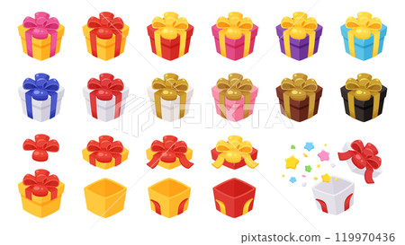 Cute gift box illustration material set 119970436