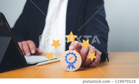 Customer Satisfaction Survey concept, service experience rating online application, customer evaluation product service quality, satisfaction feedback review, very good quality most. Customer Satisfaction Survey concept, service experience rating online application, customer evaluation product service quality, satisfaction feedback review, very good quality most. 119970528