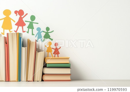Silhouette of a child playing happily on a book 119970593