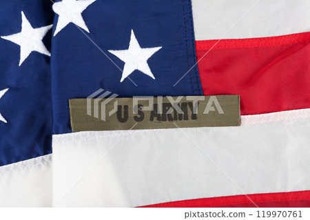 US ARMY Branch Tape on national USA flag 119970761