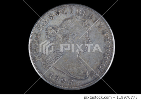 Old 1796 year US silver dollar coin Old 1796 year US silver dollar coin 119970775