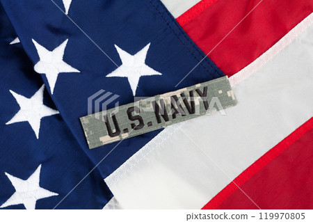 US Navy Branch Tape on national USA flag 119970805