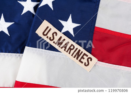 US MARINES Branch Tape on national USA flag 119970806