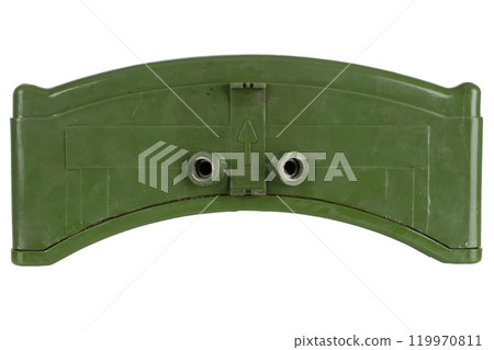 MON-90 soviet biggest copy of American M18 Claymore anti-personnel mine with MUV series fuse. Text on russian - "Toward enemy". MON-90 soviet biggest copy of American M18 Claymore anti-personnel mine with MUV series fuse. Text on russian - "Toward enemy". 119970811