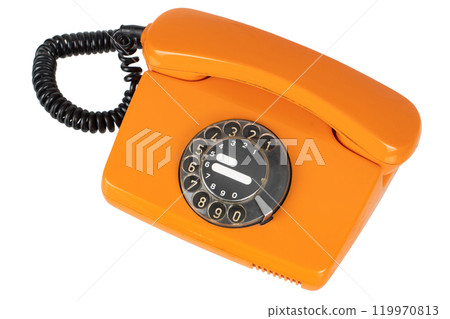 Old vintage orange rotary phone 119970813