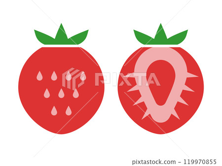 Strawberry front and cross section icon illustration 119970855