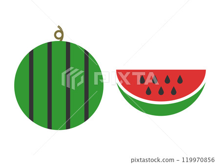 Watermelon front and cross section icon illustration 119970856