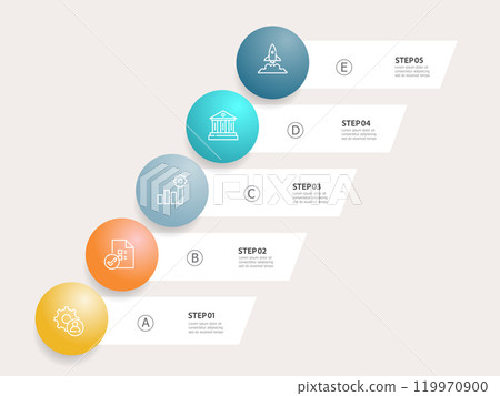 infographics timeline business workflow report background with business icon 5 steps for presentation 119970900