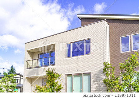 A view of a modern newly built model house A view of a modern newly built model house 119971311