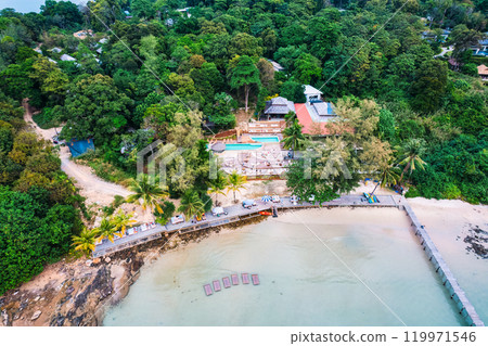 Beautiful Koh Kood island with tropical sea and resort on the beach 119971546