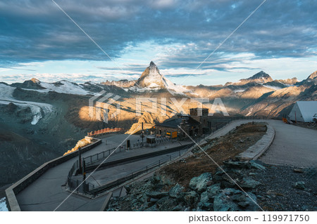View of Matterhorn mountain over Gornergrat bahn at Zermatt, Switzerland 119971750