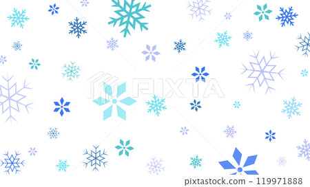 藍色雪花向量白色背景插畫素材【橫式】 119971888