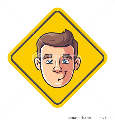 face of a happy man on a yellow background. 119971900