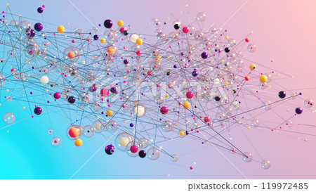 Interwoven Symphony: A Dance of Multicolored Spheres on Gradient Canvas 119972485
