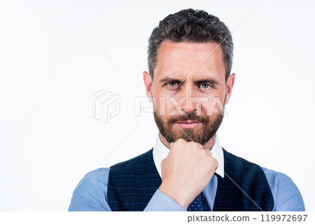 mature professional businessman with copy space. handsome guy isolated on white 119972697