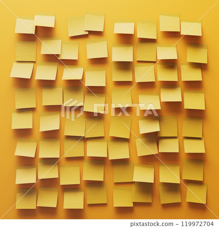 Colorful Grid of Yellow Sticky Notes on a Bright Yellow Background Colorful Grid of Yellow Sticky Notes on a Bright Yellow Background 119972704