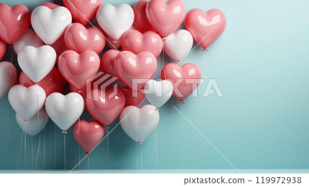 Multi-colored festive beautiful love balloons for Valentine's Day 119972938