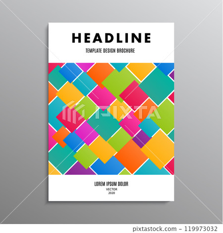 business brochure, template or layout design flyer in A4 size with abstract color squares. vector illustration 119973032