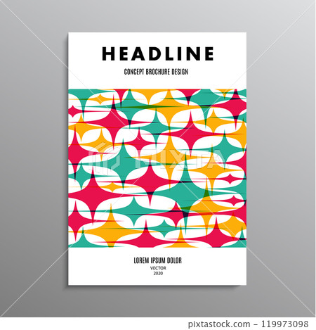 business brochure, template or layout design flyer in A4 size with abstract figures on background. vector illustration 119973098