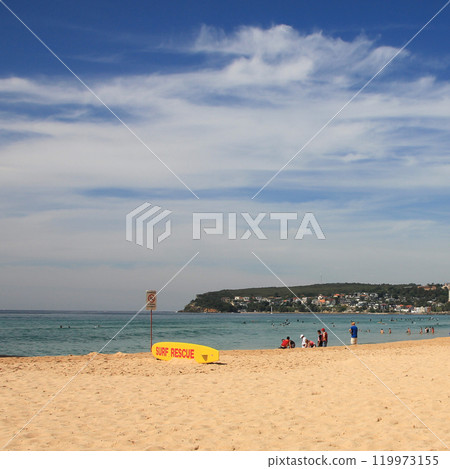 Beach in Manly, district in Sydney, Australia. Surf spot. Beach in Manly, district in Sydney, Australia. Surf spot. 119973155