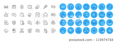 Court jury, Scissors and Employees messenger line icons pack. Stress, Phone pay, Green electricity web icon. Chemistry lab, Love book, User pictogram. Phone puzzle, Line graph, Brush. Vector 119974788