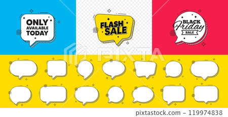 Only available today tag. Flash sale chat speech bubble. Special offer price sign. Advertising discounts symbol. Only available today chat message. Black friday speech bubble banner. Vector Only available today tag. Flash sale chat speech bubble. Special offer price sign. Advertising discounts symbol. Only available today chat message. Black friday speech bubble banner. Vector 119974838