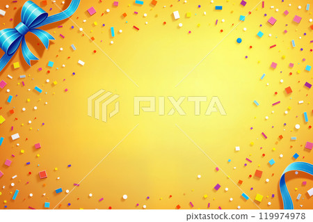 Colorful confetti on a yellow background. Colorful confetti on a yellow background. 119974978