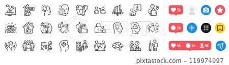 Vaccination announcement, Wash hands and Gift line icons pack. Social media icons. Delivery man, Boat fishing, Conjunctivitis eye web icon. Vector Vaccination announcement, Wash hands and Gift line icons pack. Social media icons. Delivery man, Boat fishing, Conjunctivitis eye web icon. Vector 119974997