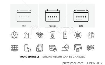 Hold smartphone, Wallet and Quick tips line icons. Pack of Food order, Refrigerator, Calendar icon. Consult, Message, Smartphone sms pictogram. Consumption growth, 5g technology. Line icons. Vector Hold smartphone, Wallet and Quick tips line icons. Pack of Food order, Refrigerator, Calendar icon. Consult, Message, Smartphone sms pictogram. Consumption growth, 5g technology. Line icons. Vector 119975012