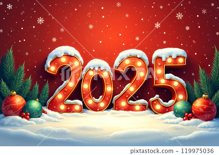 Christmas greetings with number 2025. 119975036