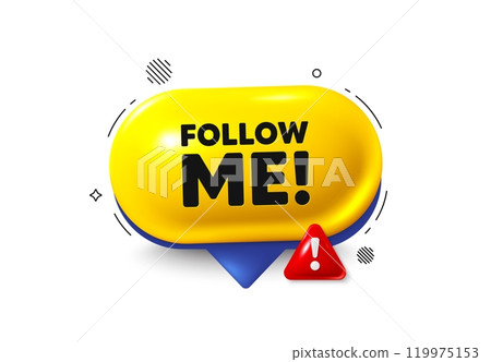 Offer speech bubble 3d icon. Follow me tag. Special offer sign. Super offer symbol. Follow me chat offer. Speech bubble danger alert banner. Text box balloon. Vector Offer speech bubble 3d icon. Follow me tag. Special offer sign. Super offer symbol. Follow me chat offer. Speech bubble danger alert banner. Text box balloon. Vector 119975153