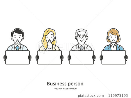 Image illustration material of a male and female business person with a flip 119975193