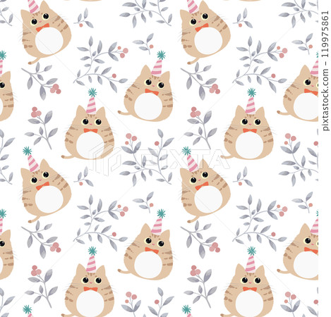 Cute brown cat seamless pattern Vector illustration Cute brown cat seamless pattern Vector illustration 119975861