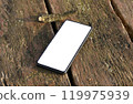 Mobile mockup on old wood 119975939