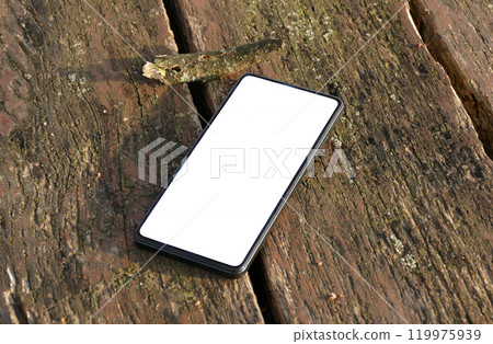 Mobile mockup on old wood 119975939