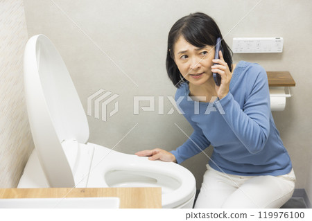 A woman requesting toilet repair 119976100