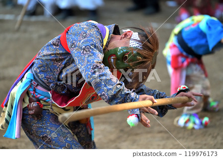 Takebe Festival: Stick-wielding demon-clad puppeteers at the grounds of Shichisha Hachimangu Shrine Takebe Festival: Stick-wielding demon-clad puppeteers at the grounds of Shichisha Hachimangu Shrine 119976173