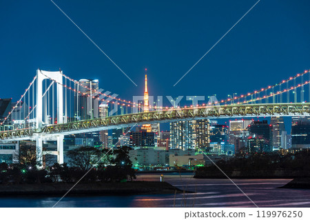 "Tokyo" Tokyo cityscape seen from Odaiba Night view 119976250