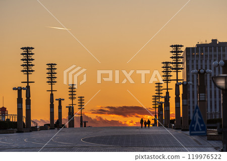 "Tokyo" Ariake Yume no Ohashi Bridge at dusk, evening view 119976522