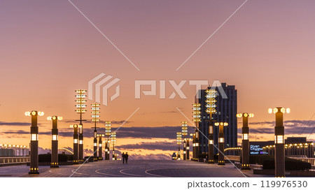 "Tokyo" Ariake Yume no Ohashi Bridge at dusk, evening view 119976530