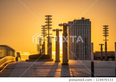"Tokyo" Ariake Yume no Ohashi Bridge at dusk, evening view 119976533