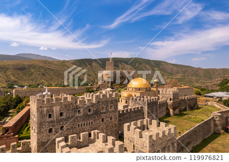 Aerial view of The Rabati Castle is a medieval castle complex in Akhaltsikhe, Georgia. Aerial view of The Rabati Castle is a medieval castle complex in Akhaltsikhe, Georgia. 119976821