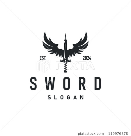 Black silhouette design logo sword war equipment impression blade power Black silhouette design logo sword war equipment impression blade power 119976878