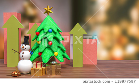 The Snow man and chart  for christmas or Business  concept 3d rendering. 119977597